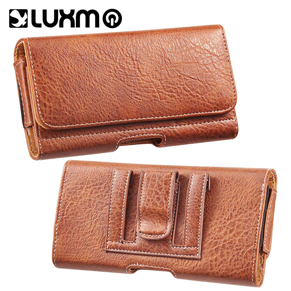 For Apple iPhone 13 Pro Max/13 Pro/13 Premium Horizontal Leather Carrying Case Holster with Belt Clip Loop Phone Pouch Case Cover - Brown