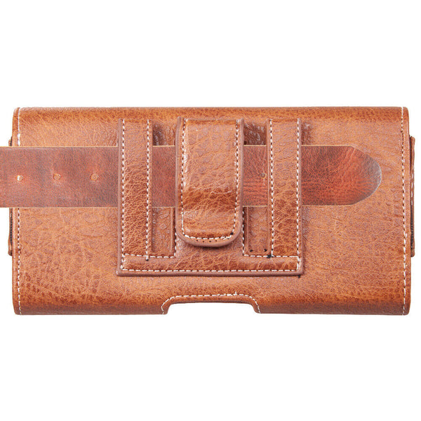 For Apple iPhone 13 Pro Max/13 Pro/13 Premium Horizontal Leather Carrying Case Holster with Belt Clip Loop Phone Pouch Case Cover - Brown
