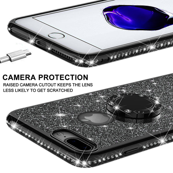apple iphone 7 plus glitter bling fashion case - black - www.coverlabusa.com
