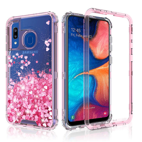 hard clear glitter phone case for samsung galaxy a20 - pink - www.coverlabusa.com