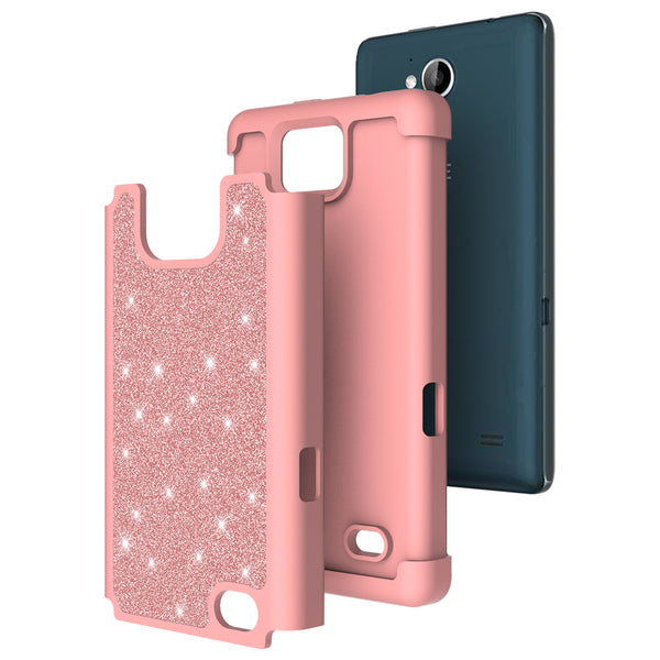 ZTE Majesty Pro Glitter Hybrid Case - Rose Gold - www.coverlabusa.com
