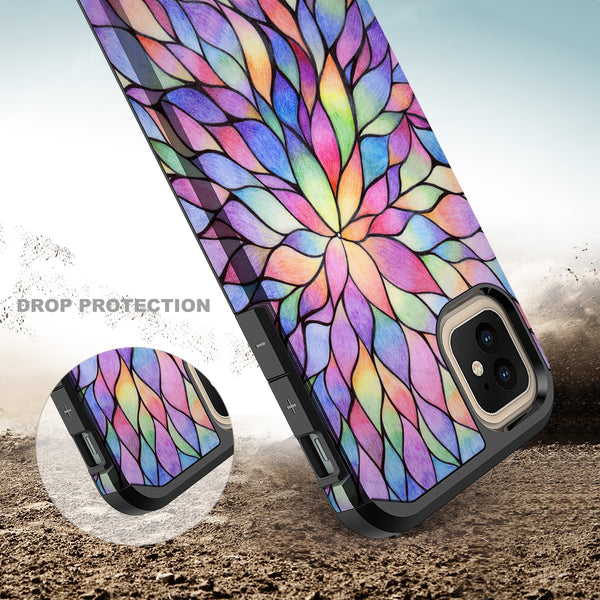 apple iphone 11 pro hybrid case - rainbow flower - www.coverlabusa.com