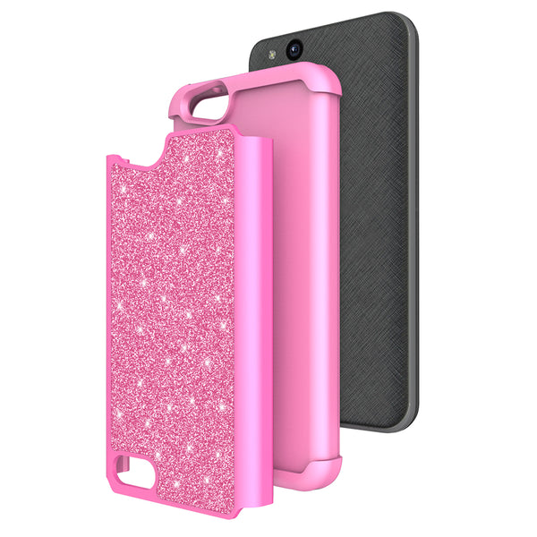 ZTE Tempo X Glitter Hybrid Case - Hot Pink - www.coverlabusa.com