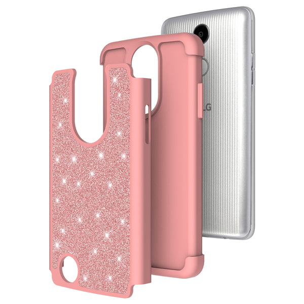 LG Aristo Glitter Hybrid Case - Rose Gold - www.coverlabusa.com