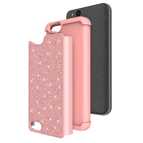 ZTE Tempo X Glitter Hybrid Case - Rose Gold - www.coverlabusa.com