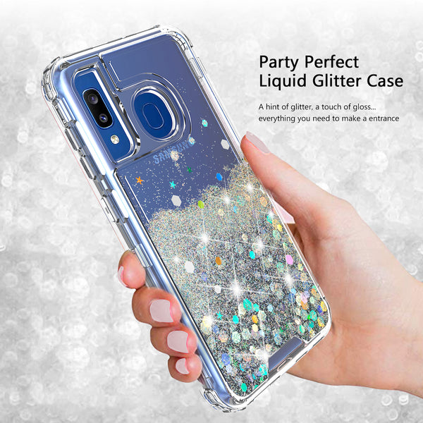hard clear glitter phone case for samsung galaxy a20 - clear - www.coverlabusa.com