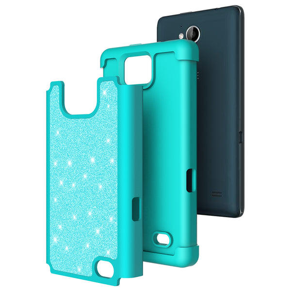 ZTE Majesty Pro Glitter Hybrid Case - Teal - www.coverlabusa.com