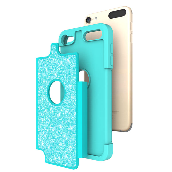 Apple iPod Touch 5 Glitter Hybrid Case - Teal - www.coverlabusa.com