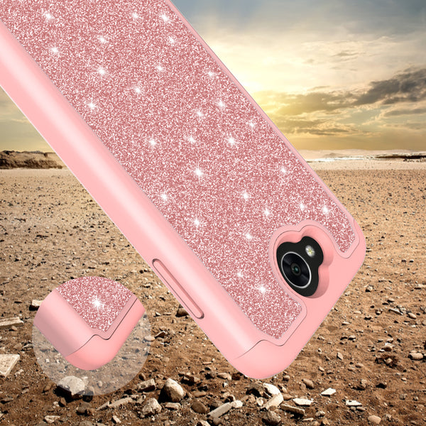 LG X Power 2 Glitter Hybrid Case - Rose Gold - www.coverlabusa.com