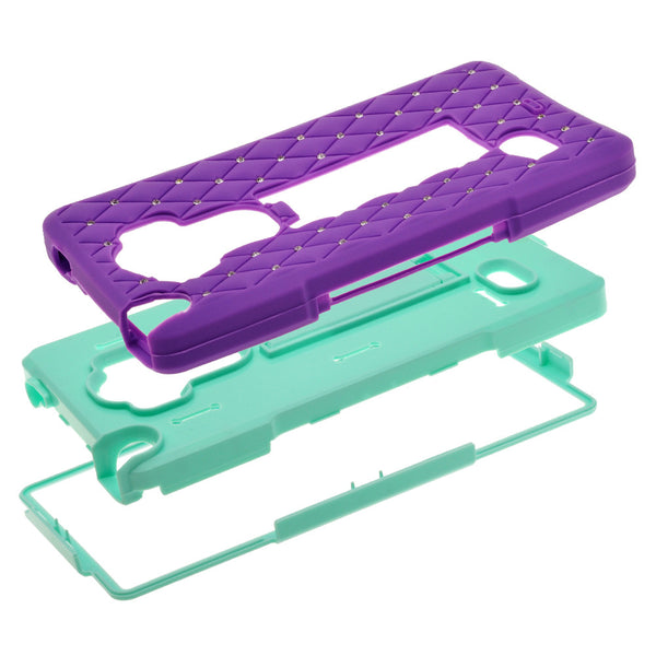 LG G Stylo hybrid diamond case - purple/teal - www.coverlabusa.com