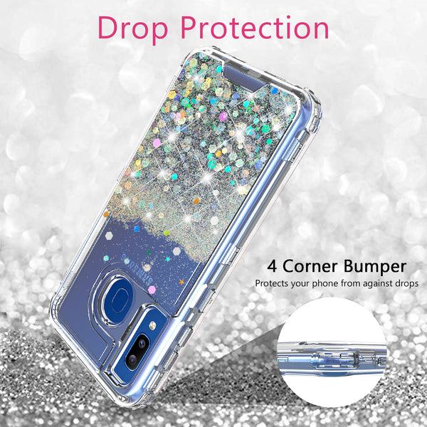 hard clear glitter phone case for samsung galaxy a20 - clear - www.coverlabusa.com