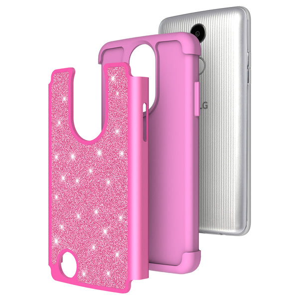 LG Aristo Glitter Hybrid Case - Hot Pink - www.coverlabusa.com