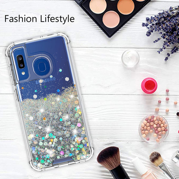 hard clear glitter phone case for samsung galaxy a20 - clear - www.coverlabusa.com