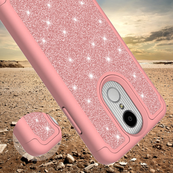LG Aristo Glitter Hybrid Case - Rose Gold - www.coverlabusa.com