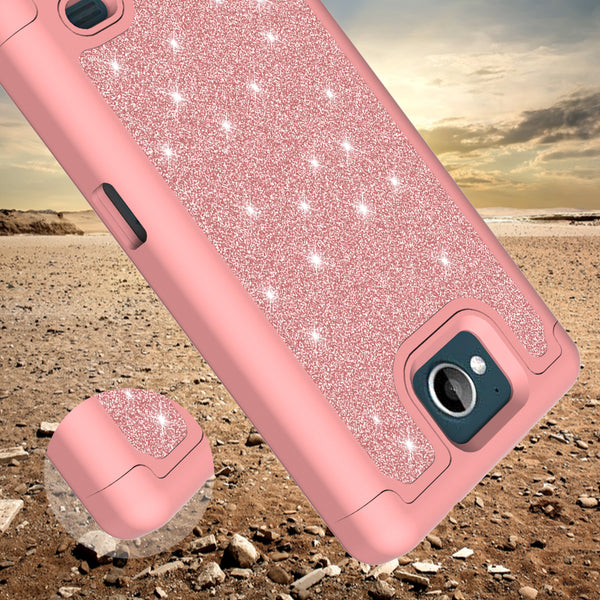 ZTE Majesty Pro Glitter Hybrid Case - Rose Gold - www.coverlabusa.com
