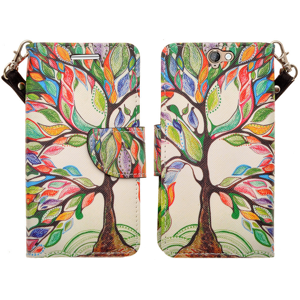 HTC One A9 leather wallet case - colorful tree - www.coverlabusa.com