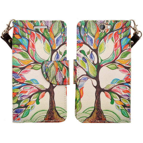 HTC One A9 leather wallet case - colorful tree - www.coverlabusa.com