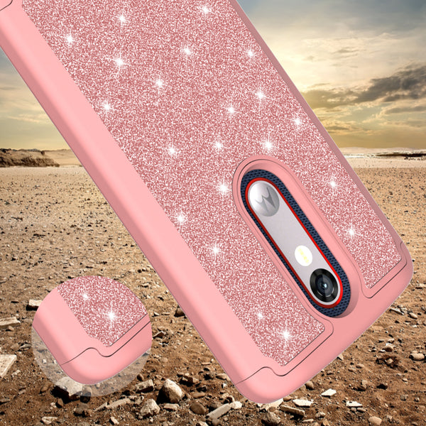 Motorola Droid Turbo 2 Glitter Hybrid Case - Rose Gold - www.coverlabusa.com