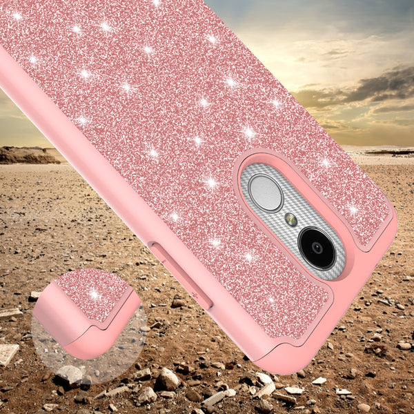 LG Aristo 2 Glitter Hybrid Case - Rose Gold - www.coverlabusa.com