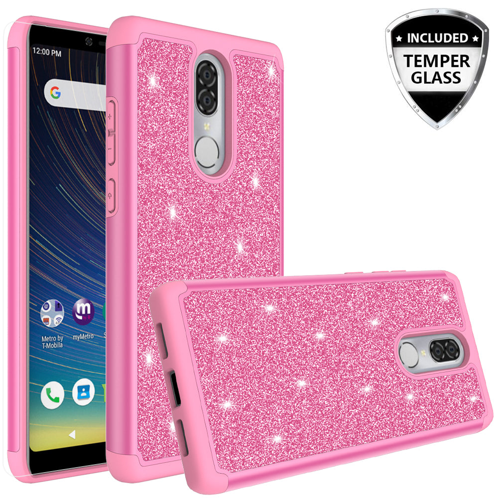 Coolpad Legacy Glitter Hybrid Case - Hot Pink - www.coverlabusa.com