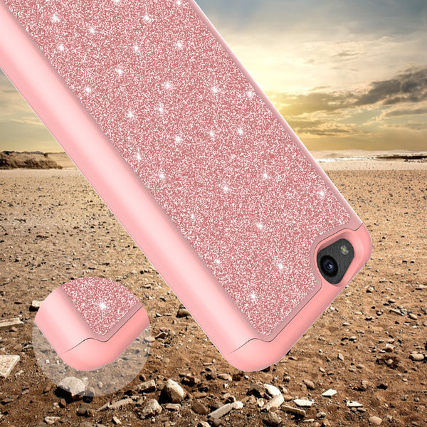 ZTE Tempo X Glitter Hybrid Case - Rose Gold - www.coverlabusa.com