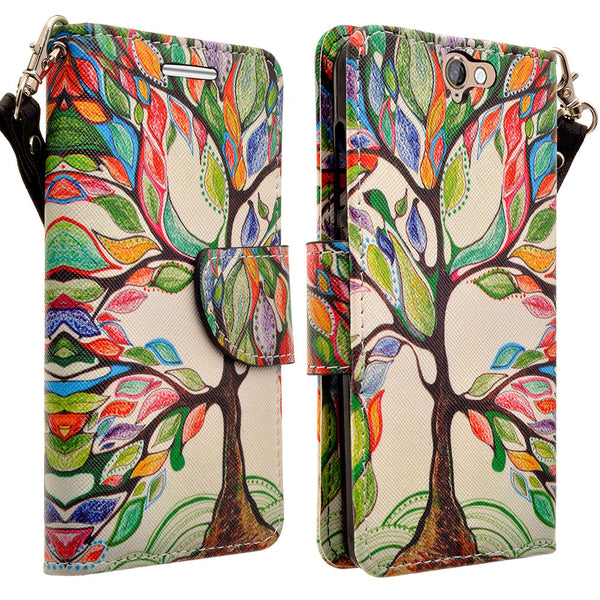 HTC One A9 leather wallet case - colorful tree - www.coverlabusa.com