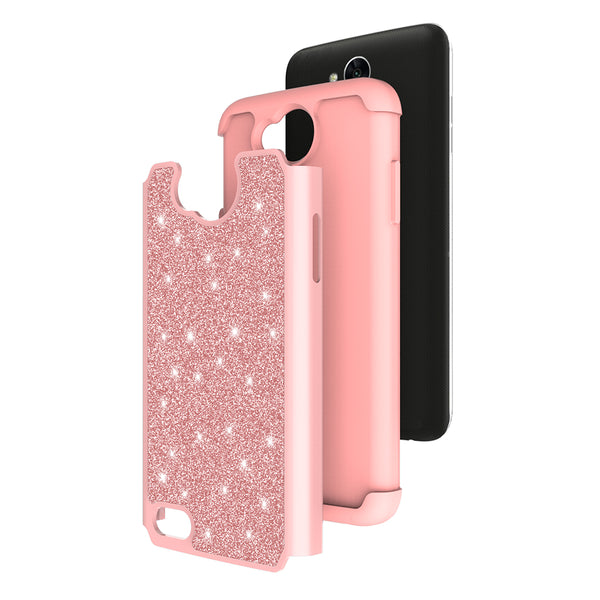 LG X Power 2 Glitter Hybrid Case - Rose Gold - www.coverlabusa.com