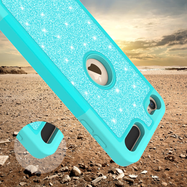 Apple iPod Touch 5 Glitter Hybrid Case - Teal - www.coverlabusa.com