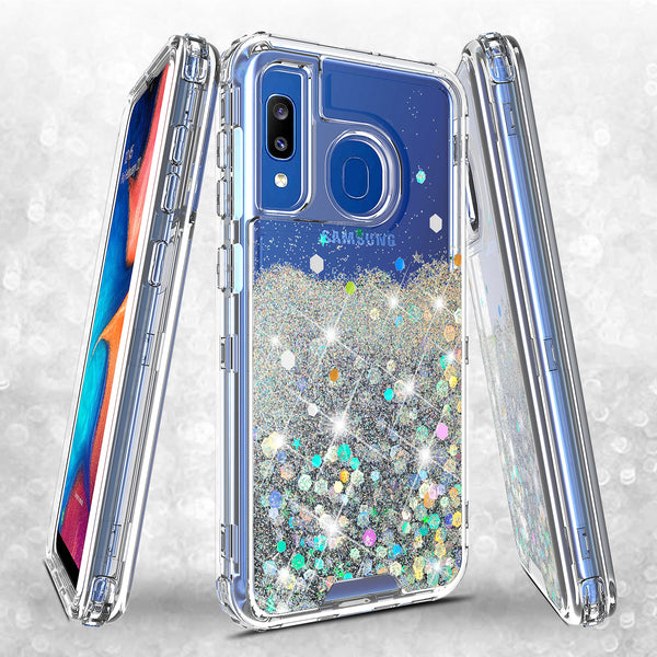 hard clear glitter phone case for samsung galaxy a20 - clear - www.coverlabusa.com