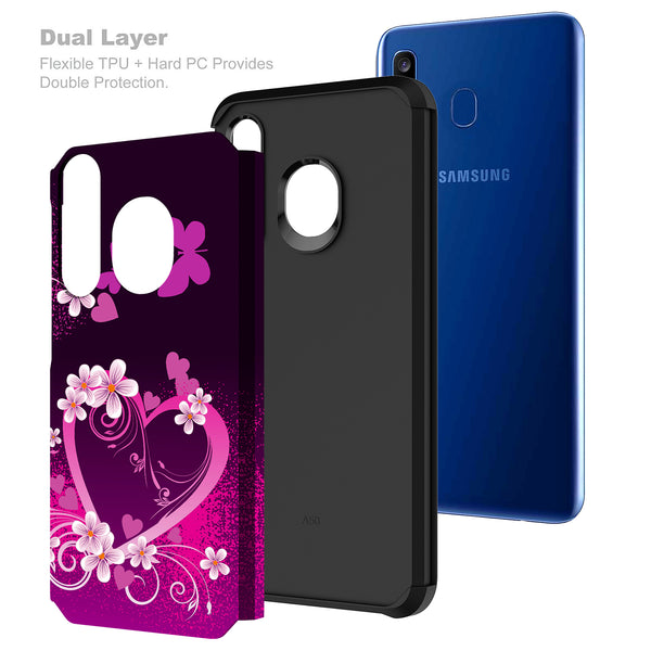 samsung galaxy a20 hybrid case - heart butterflies - www.coverlabusa.com