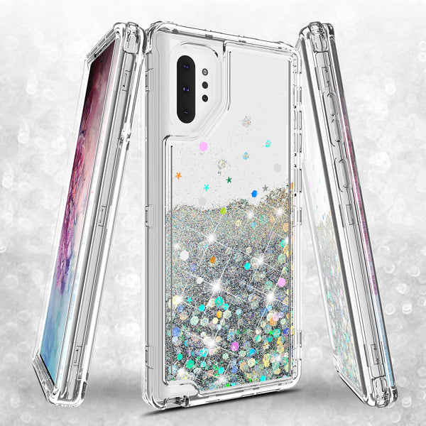 hard clear glitter phone case for samsung galaxy note 10 plus - clear - www.coverlabusa.com