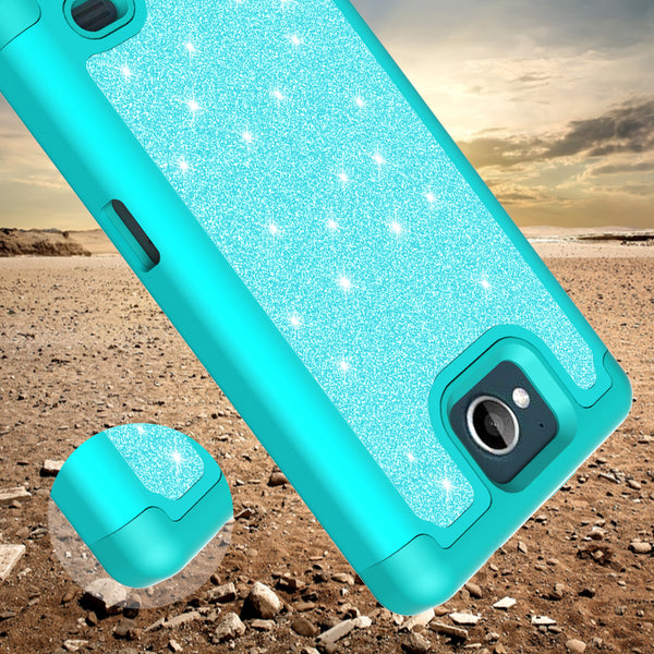 ZTE Majesty Pro Glitter Hybrid Case - Teal - www.coverlabusa.com