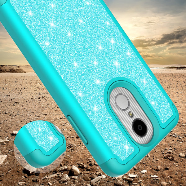 LG Aristo Glitter Hybrid Case - Teal - www.coverlabusa.com