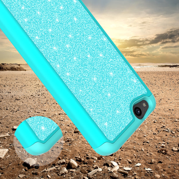 ZTE Tempo X Glitter Hybrid Case - Teal - www.coverlabusa.com