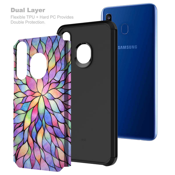 samsung galaxy a20 hybrid case - rainbow flower - www.coverlabusa.com
