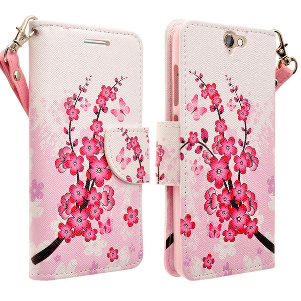 HTC One A9 leather wallet case - cherry blossom - www.coverlabusa.com