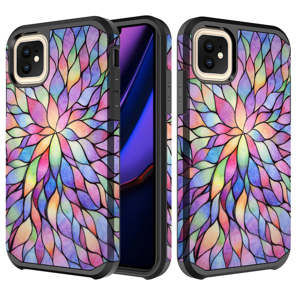 apple iphone 11 pro hybrid case - rainbow flower - www.coverlabusa.com