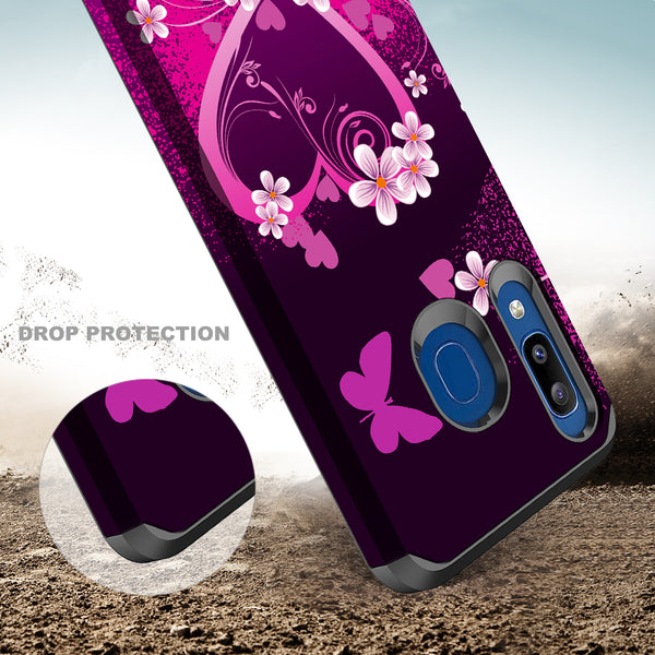 samsung galaxy a20 hybrid case - heart butterflies - www.coverlabusa.com