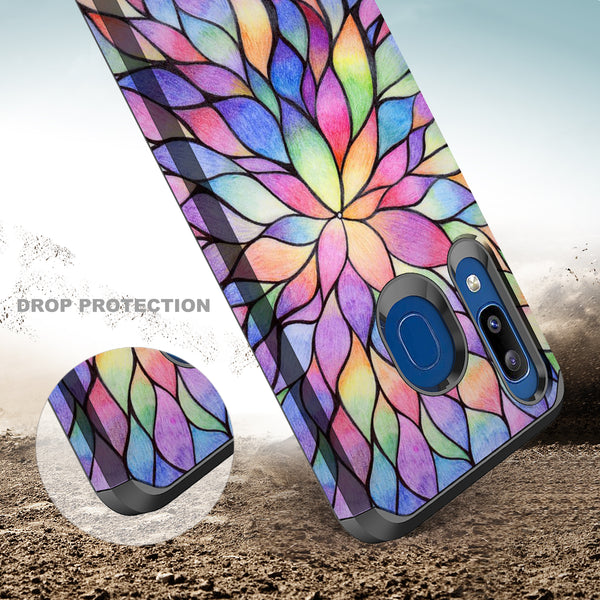 samsung galaxy a20 hybrid case - rainbow flower - www.coverlabusa.com