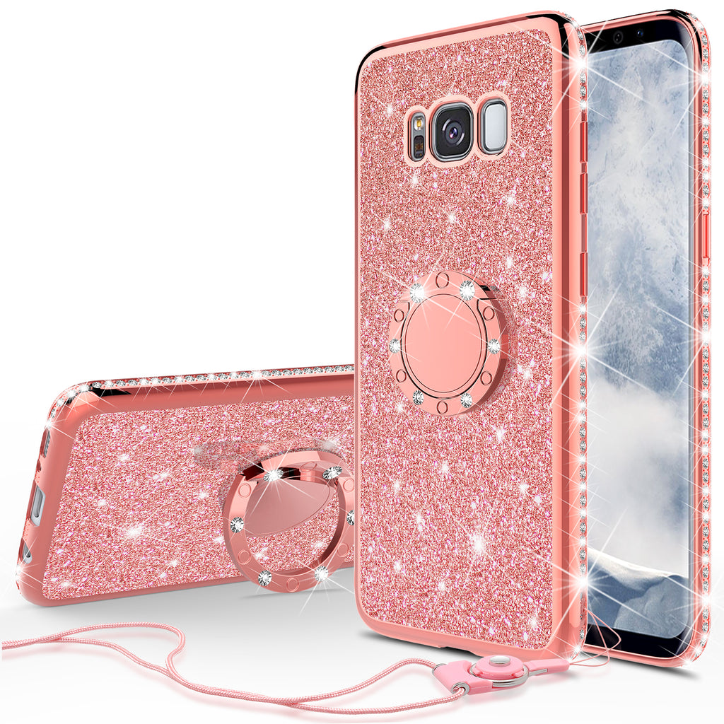 samsung galaxy 8 plus glitter bling fashion case - rose gold - www.coverlabusa.com