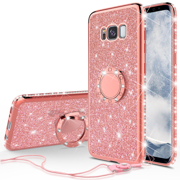 samsung galaxy 8 plus glitter bling fashion case - rose gold - www.coverlabusa.com