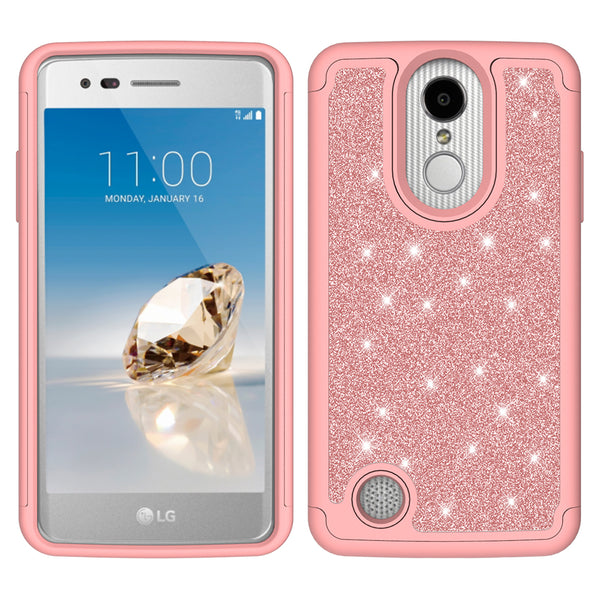 LG Aristo Glitter Hybrid Case - Rose Gold - www.coverlabusa.com