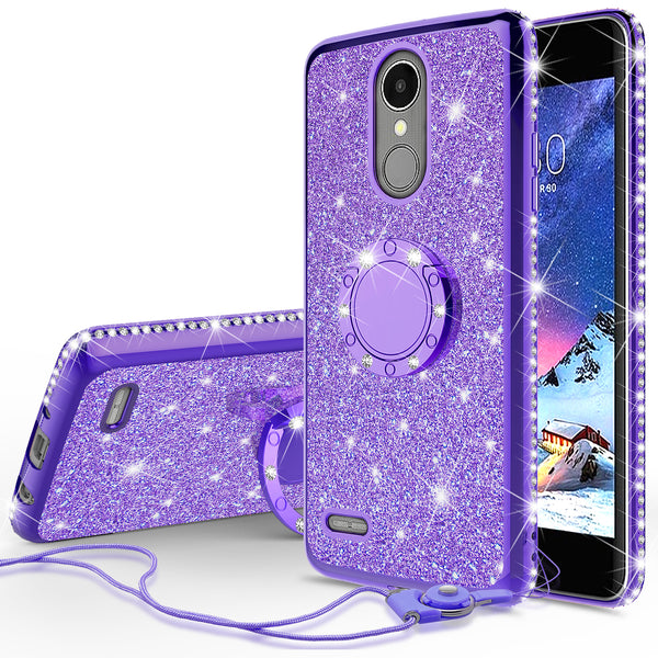 lg k8 2017 glitter bling fashion case - purple - www.coverlabusa.com