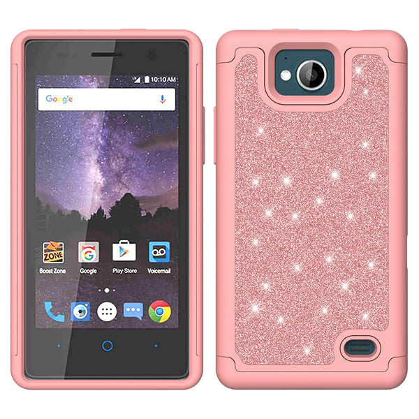 ZTE Majesty Pro Glitter Hybrid Case - Rose Gold - www.coverlabusa.com