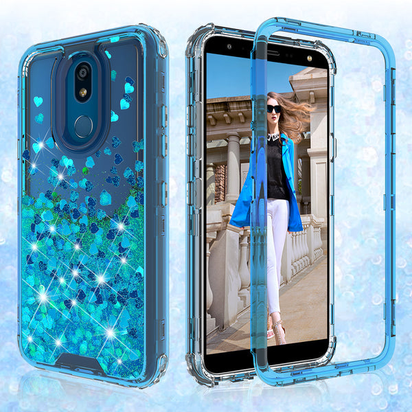 hard clear glitter phone case for lg aristo 4 plus - teal - www.coverlabusa.com