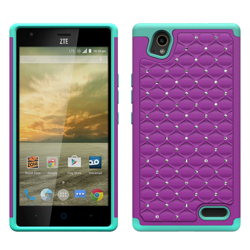ZTE Warp Elite Rhinestone Case - Purple/Teal - www.coverlabusa.com