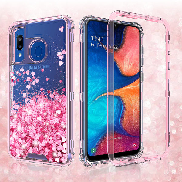 hard clear glitter phone case for samsung galaxy a20 - pink - www.coverlabusa.com