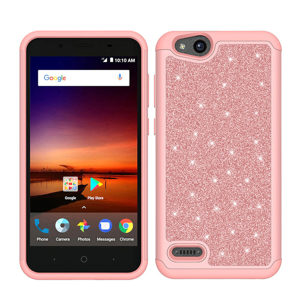 ZTE Tempo X Glitter Hybrid Case - Rose Gold - www.coverlabusa.com