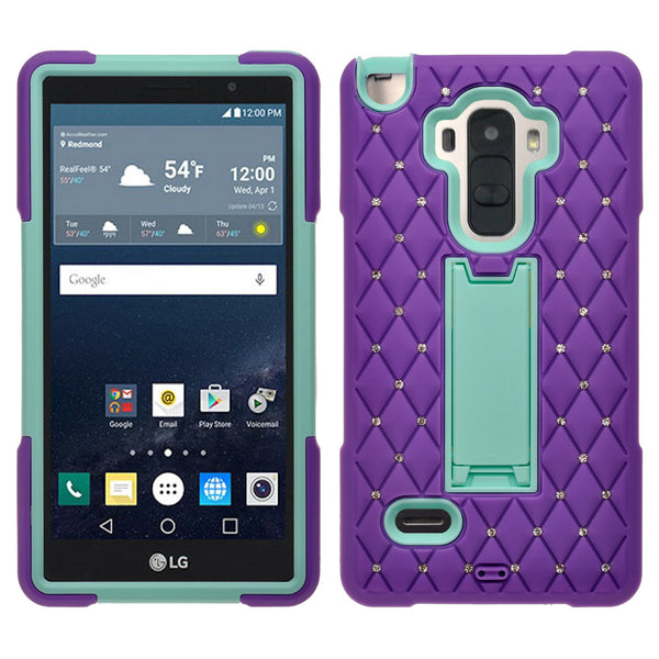 LG G Stylo hybrid diamond case - purple/teal - www.coverlabusa.com