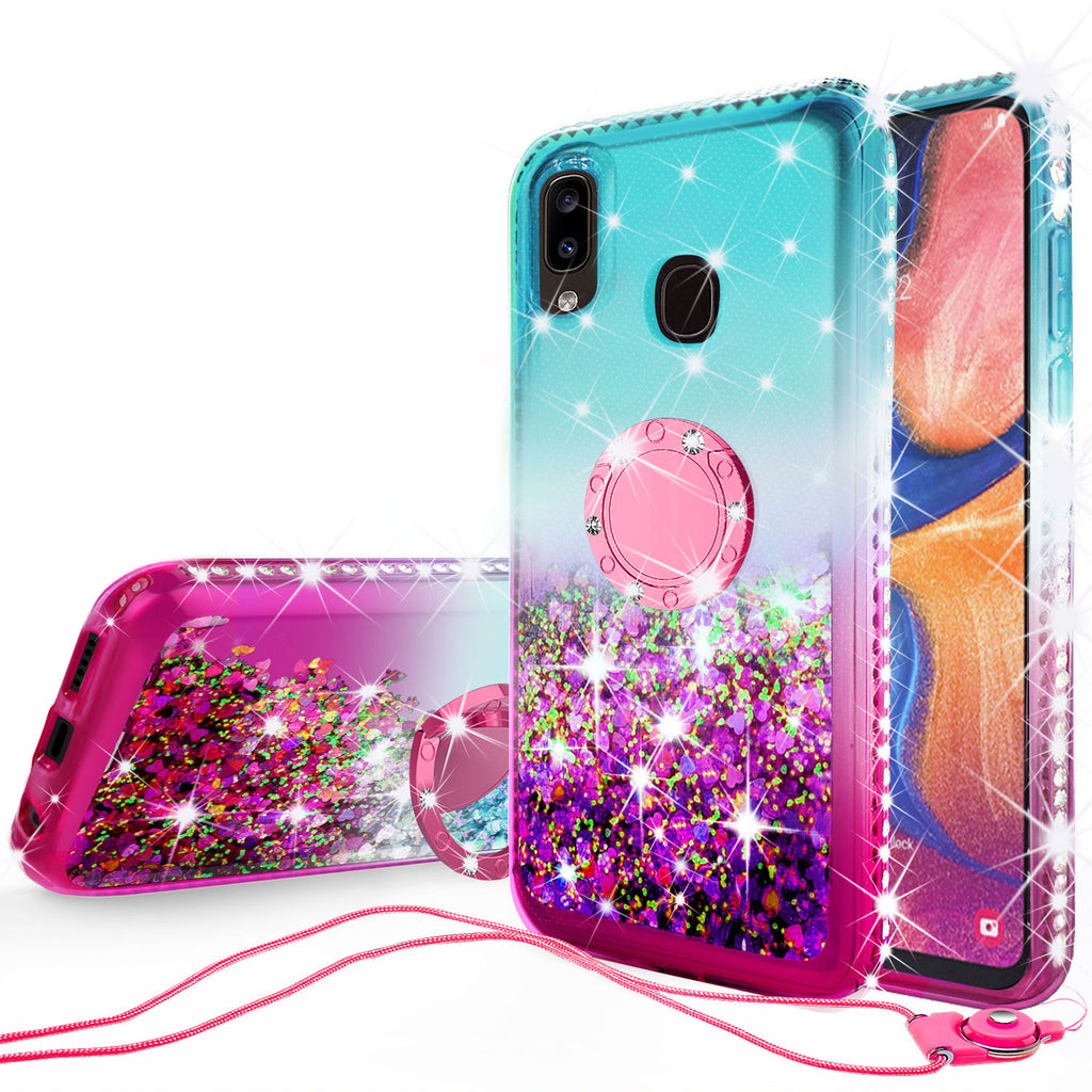 glitter phone case for samsung galaxy a20 - teal/pink gradient - www.coverlabusa.com